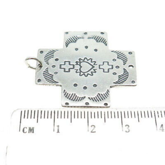 T FOREE HUNSICKER 925 Sterling Silver Vintage Cross Pendant - Picture 3 of 7